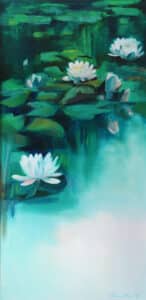 Nenufary błękitne, olej na płótnie, 50/120cm, 2014r.