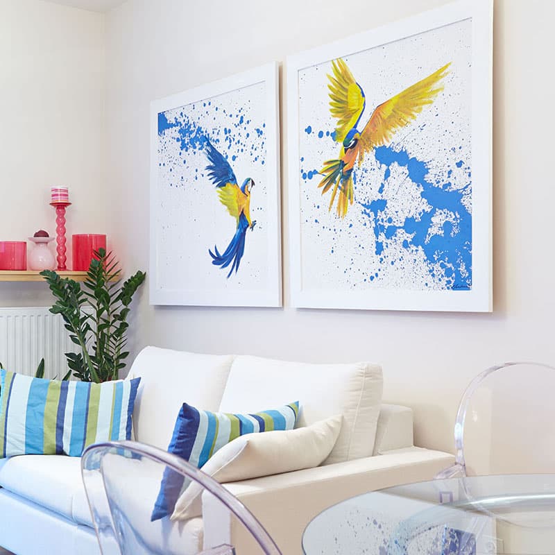 malarstwo niebieskie papugi