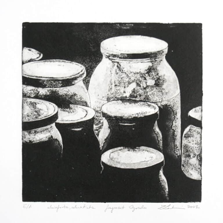 Fragment ogrodu, akwaforta, akwatinta, 20/20 cm, 2003r.