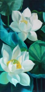 Kwiat lotosu, olej na płótnie, 50/120cm, 2014r.