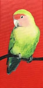 Papużka, 15/21 cm, ojej na płótnie, 2018r.