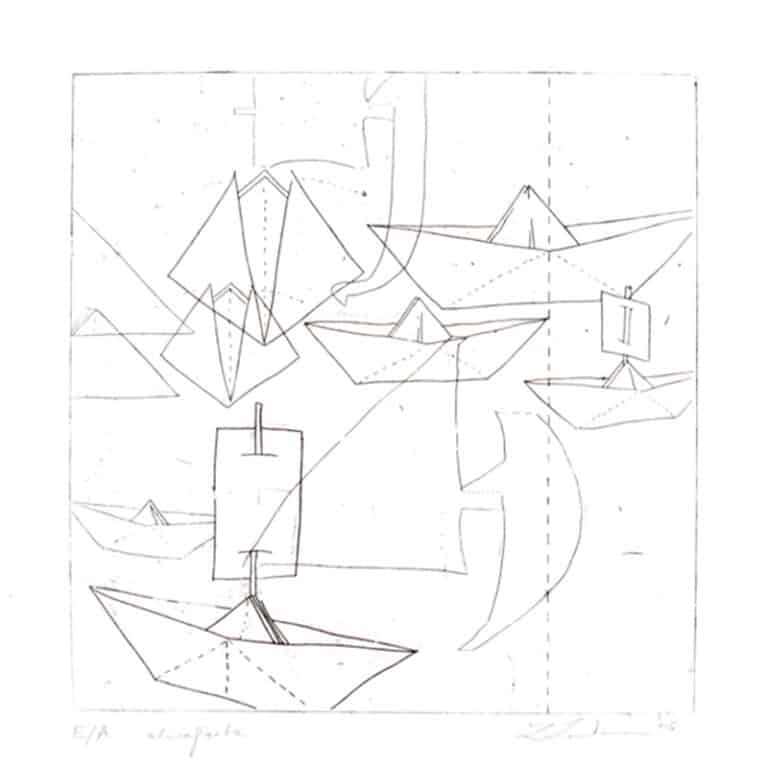 Łódki 1, 20/20 cm, akwaforta, akwatinta, 2006r.