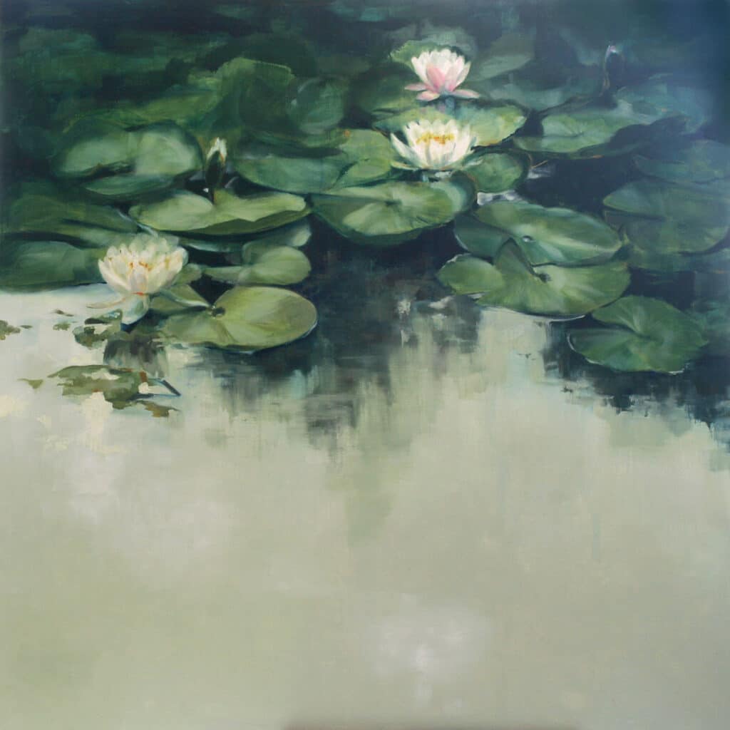 Nenufary białe, 150/150 cm, olej na płótnie, 2009r.