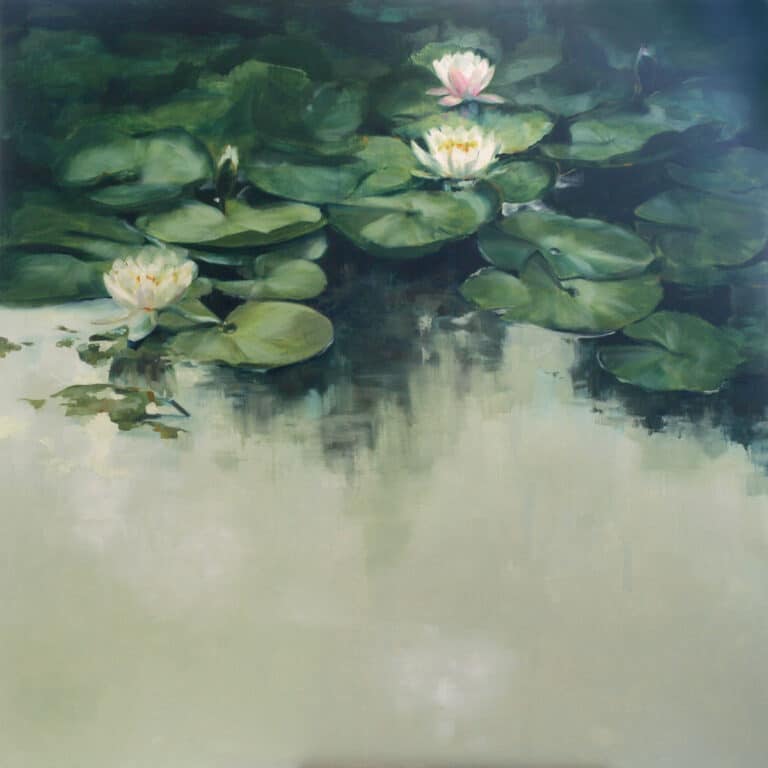 Nenufary białe, 150/150 cm, olej na płótnie, 2009r.