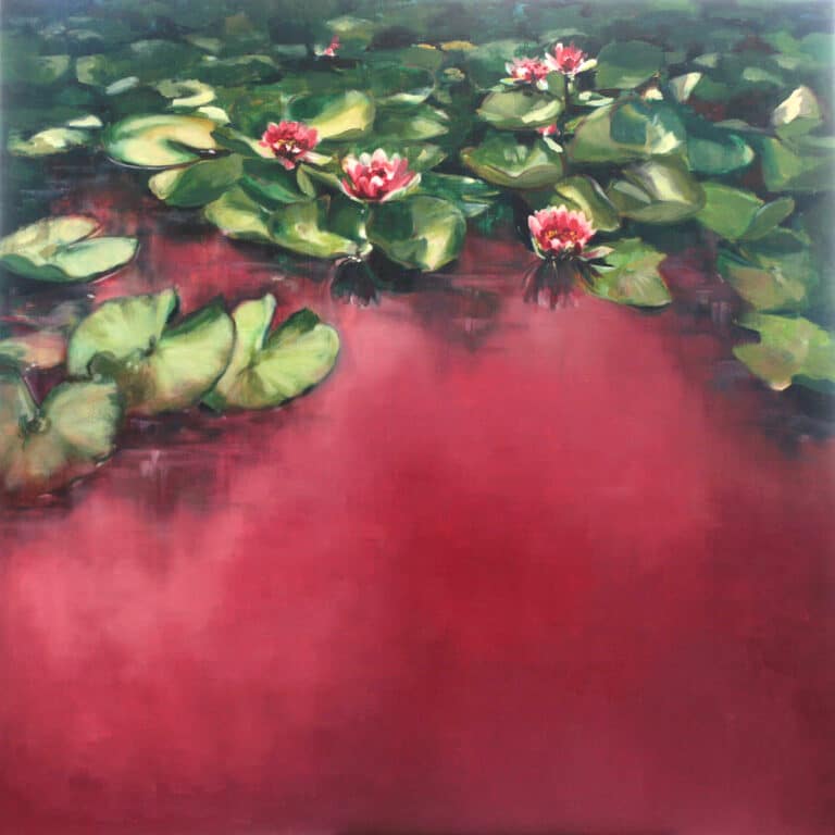 Nenufary różowe, 150/150 cm, olej na płótnie, 2009r.