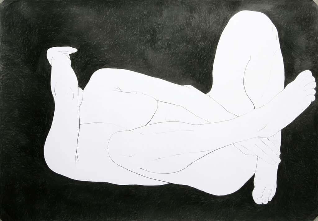 W wannie, rysunek ołówkiem na papierze, 100/70 cm, 2007r.