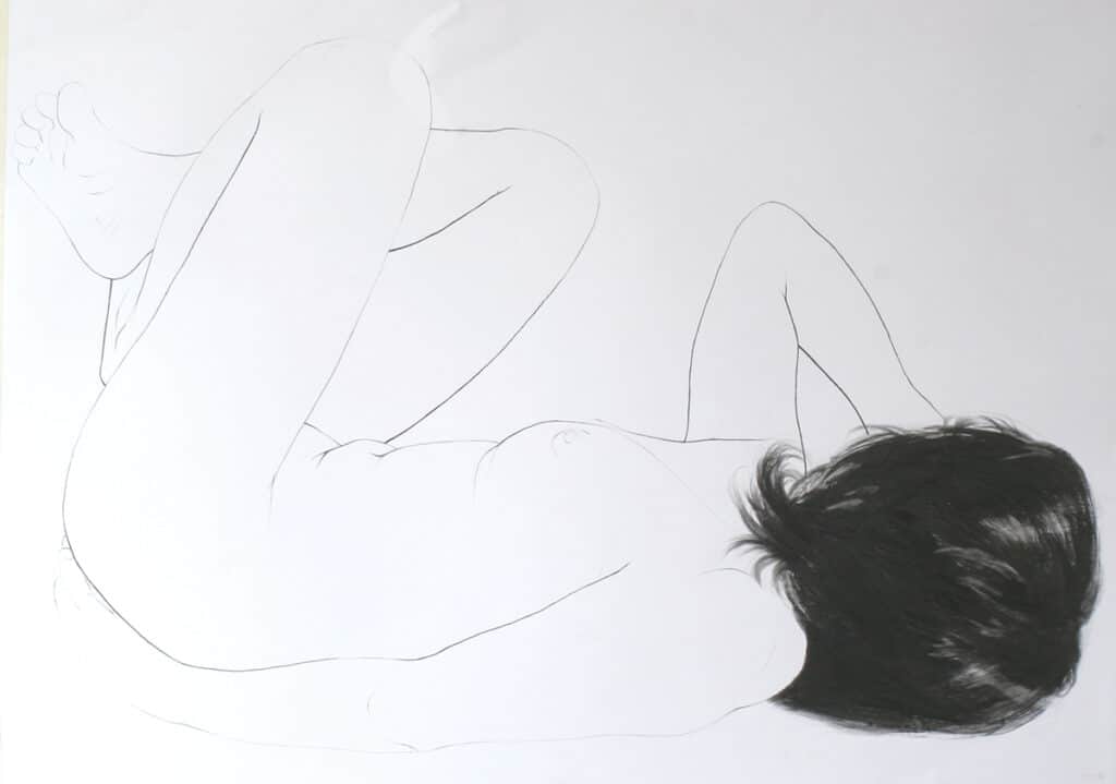 W wannie, rysunek ołówkiem na papierze, 100/70 cm, 2007r.