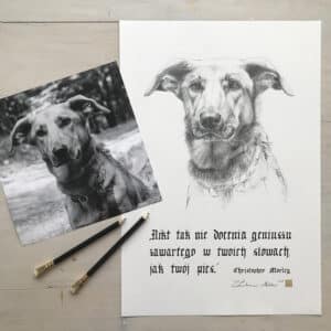 Nora, 30/40 cm, rysunek ołówkiem, tusz 2021r.