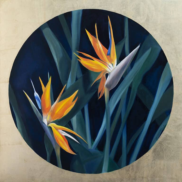 Rajskie ptaki, olej na płótnie, 90/90 cm, 2021r.