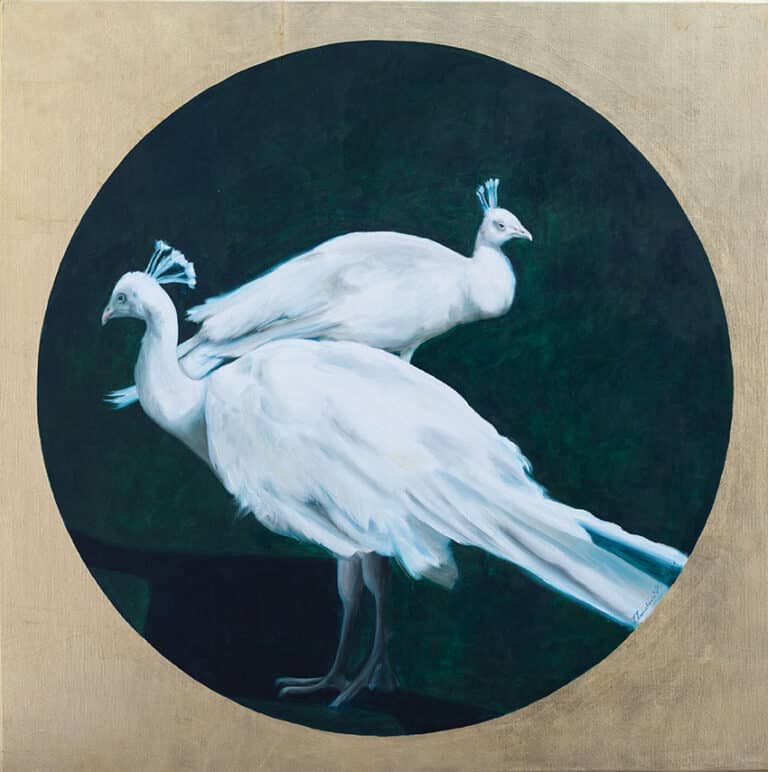 Praskie pawie, olej na płótnie, 90/90 cm, 2021r.