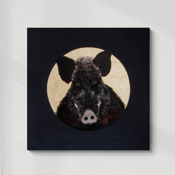 Trofea. Dzik | olej na płótnie | 90x90 cm | 2024 | Zuzanna Lenartowicz-Malcher | obraz do kupienia