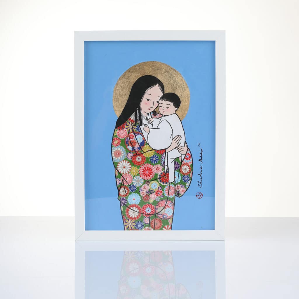 Madonna japońska 2 | akryl na płycie | 21x30 cm | 2024 | Zuzanna Lenartowicz-Malcher
