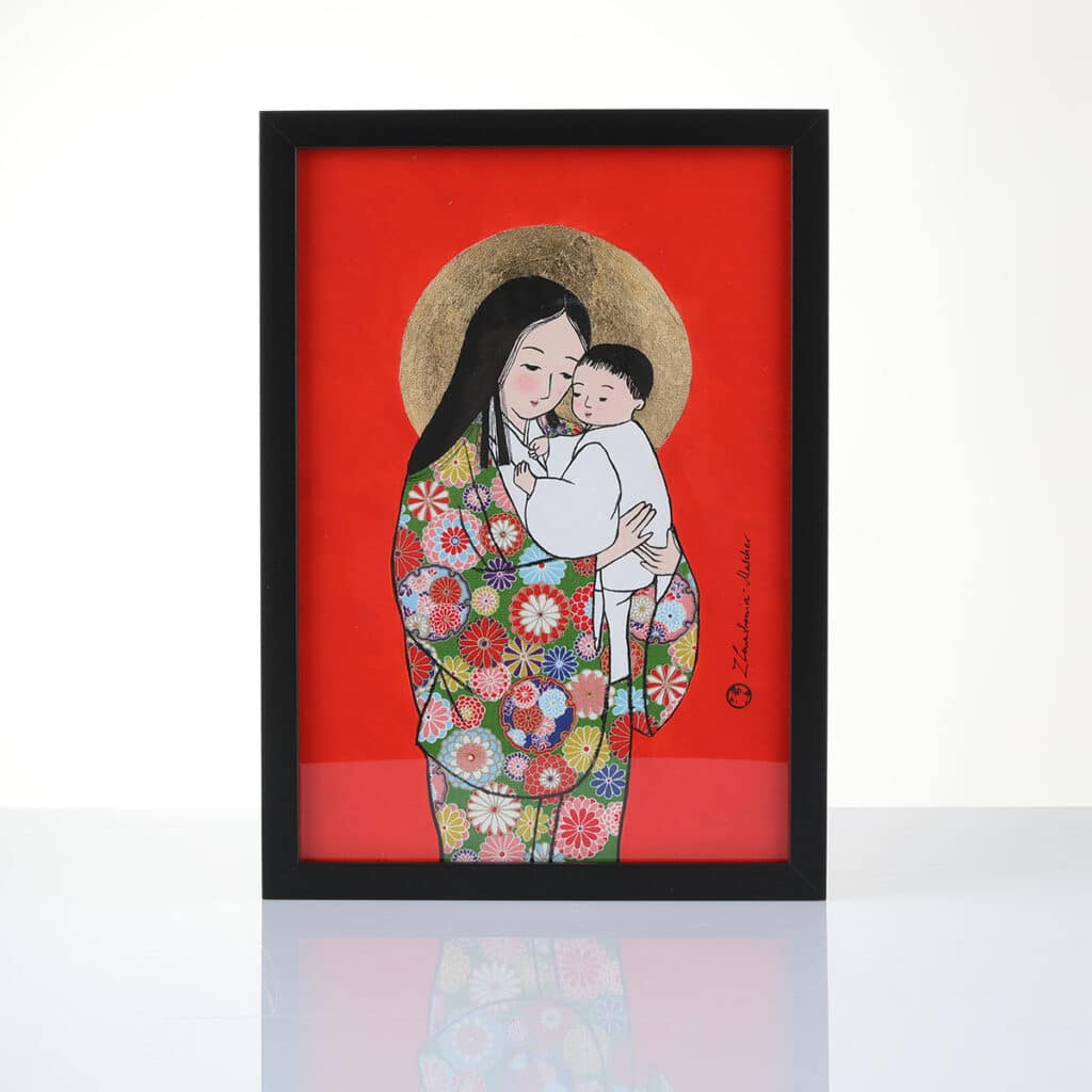 Madonna japońska 3 | akryl na płycie | 21x30 cm | 2024 | Zuzanna Lenartowicz-Malcher