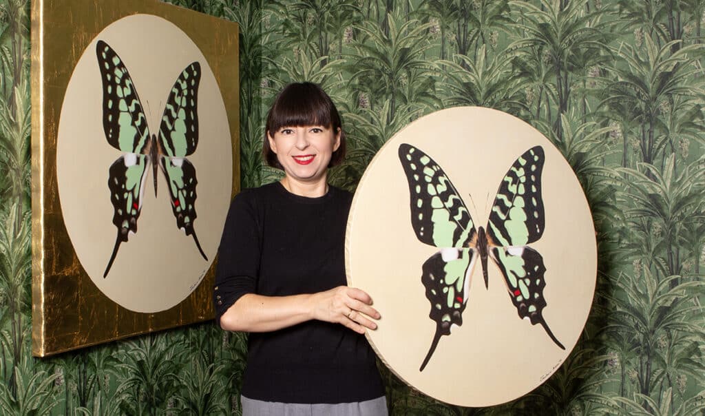 Reprodukcja na płótnie obrazu z motylem